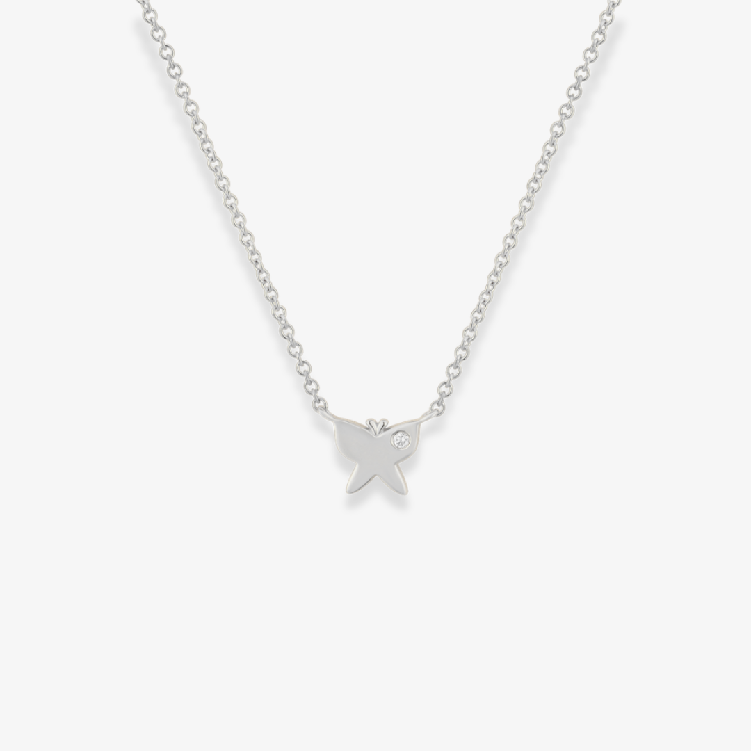 Butterfly Diamond Necklace 14k White Gold