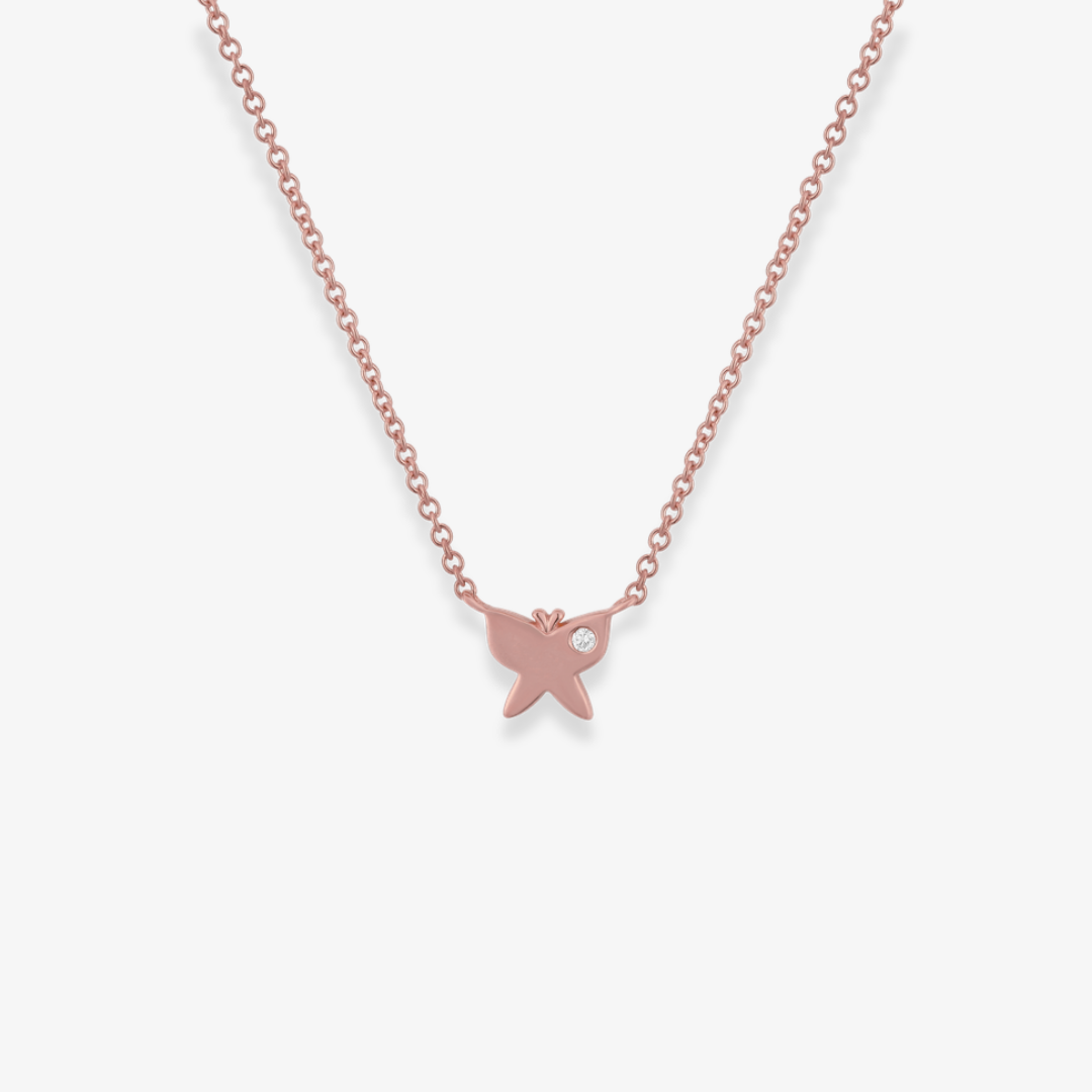 Butterfly Diamond Necklace 14k Rose Gold