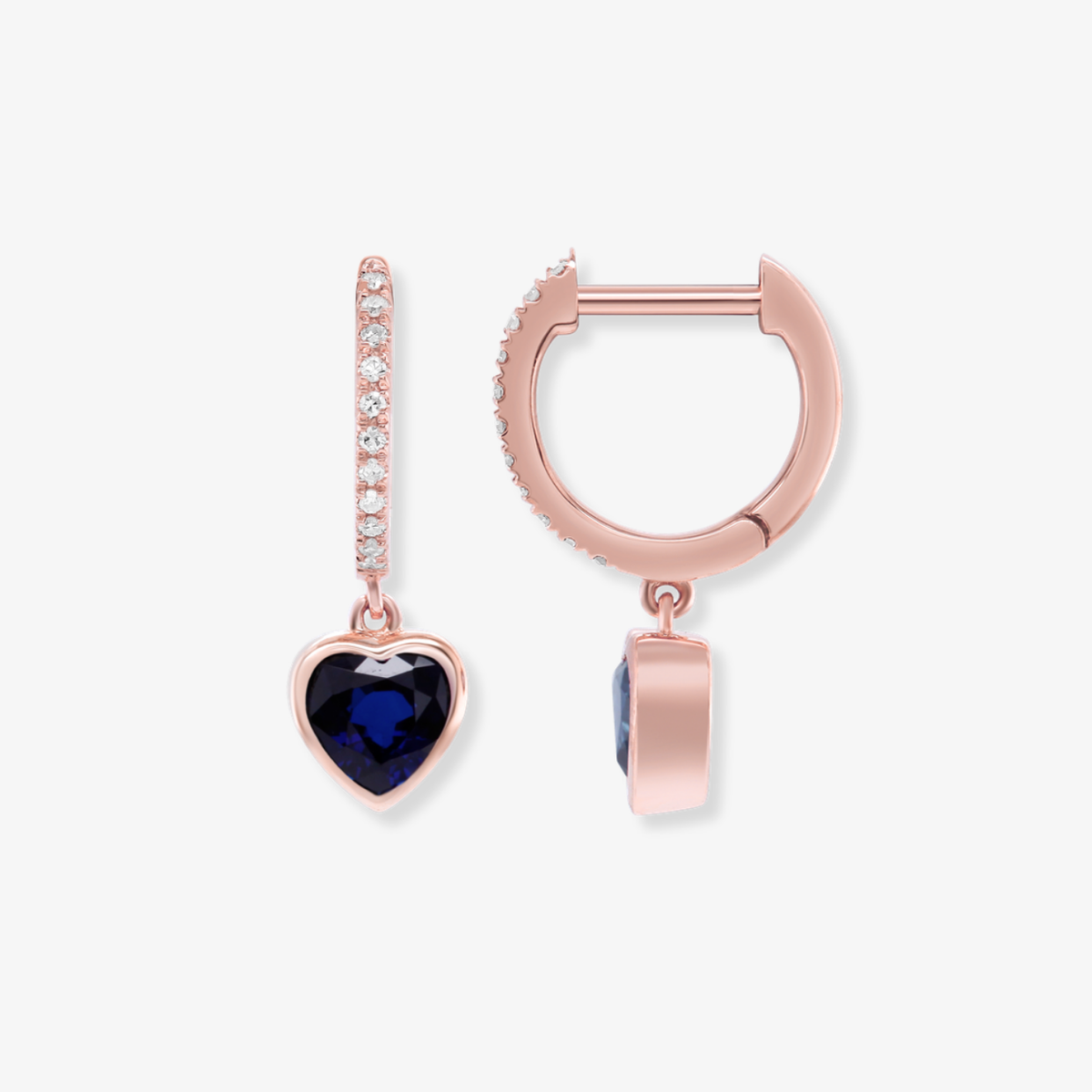 Dangling Gemstone Heart Diamond Huggie Earrings