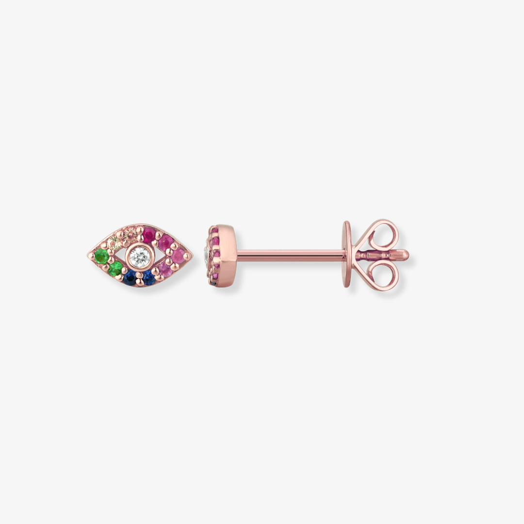 Rainbow Evil Eye Piercing 14k Rose Gold