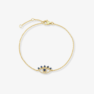 Evil Eye Diamond Sapphire Bracelet Yellow Gold