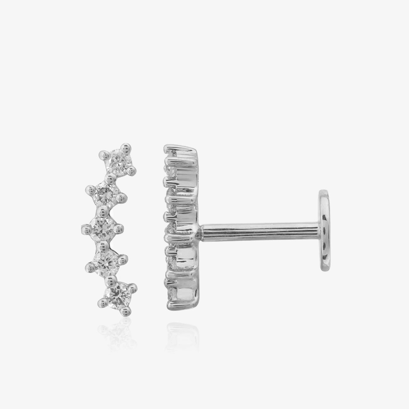 Piercing de espalda plana con 5 diamantes