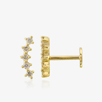 Piercing de espalda plana con 5 diamantes