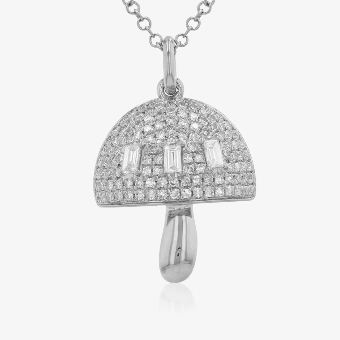 Baguette And Diamond Mushroom Necklace