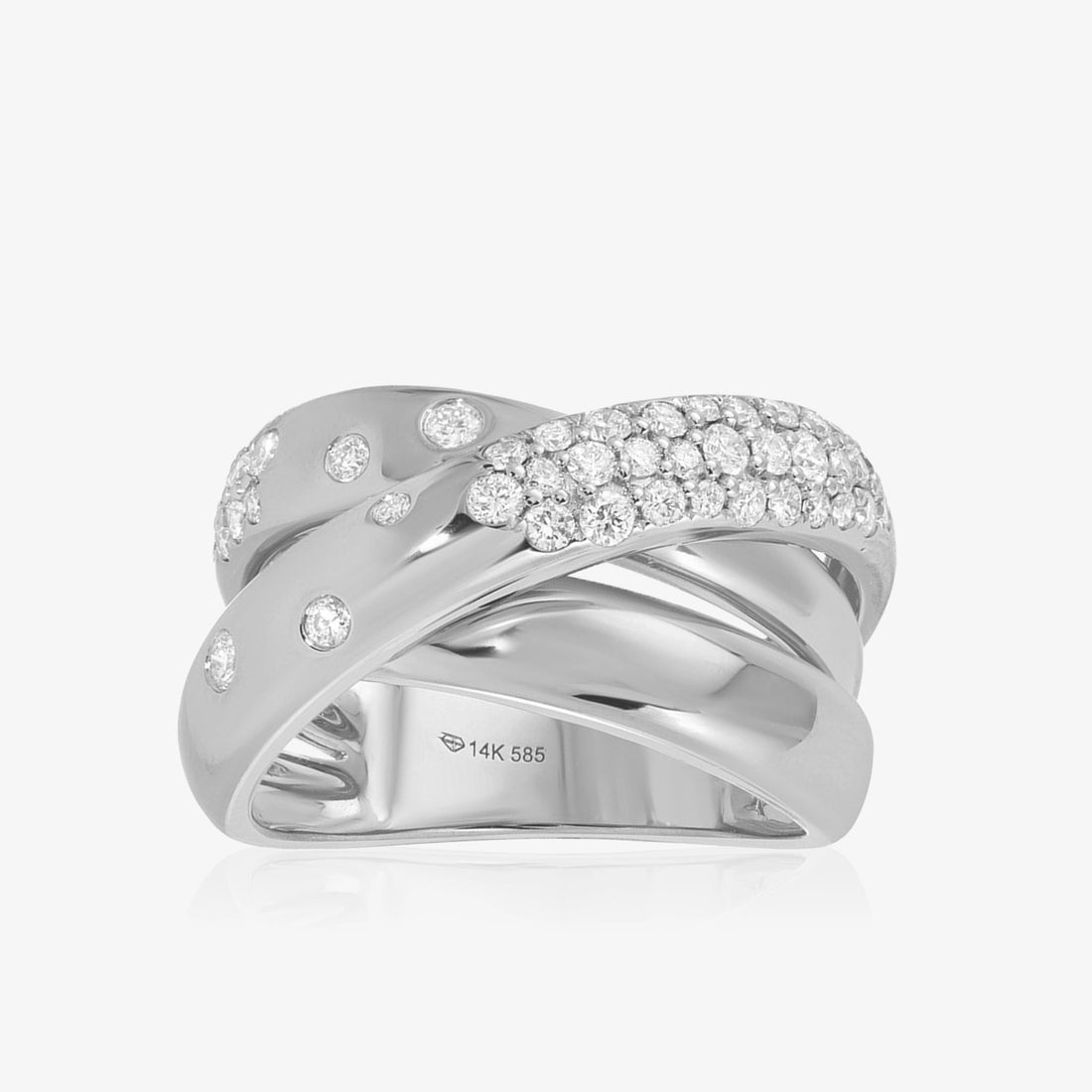 Anillo de oro y diamantes con triple cruz