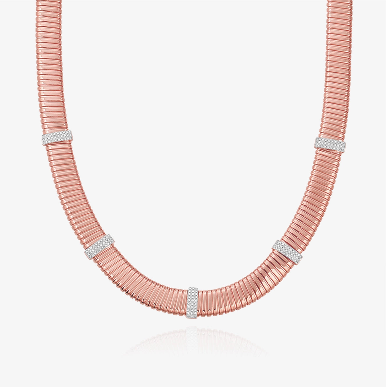 Five Pave Stripe Gold Necklace