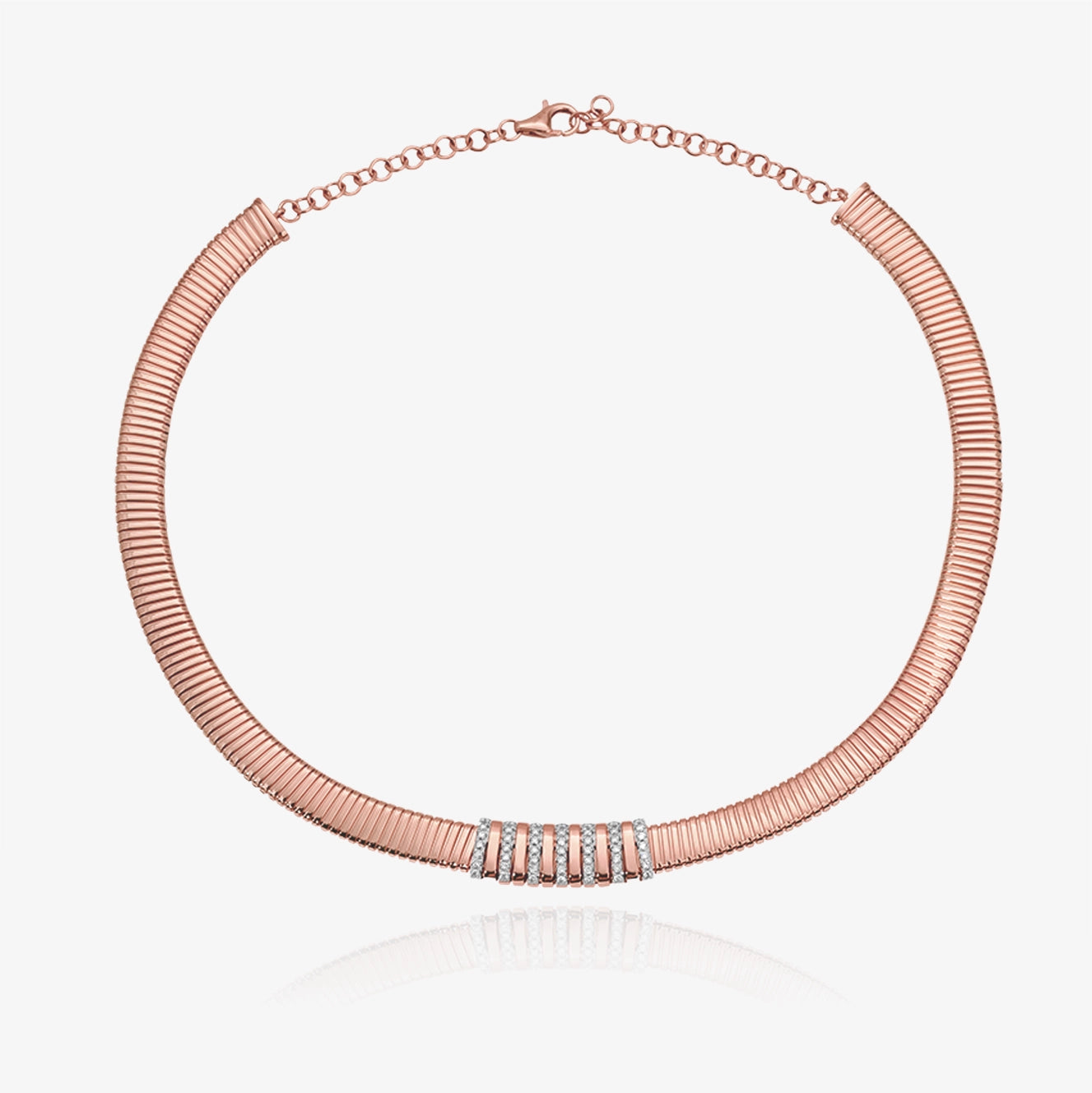 Seven Stripes Pave Diamond Gold Necklace
