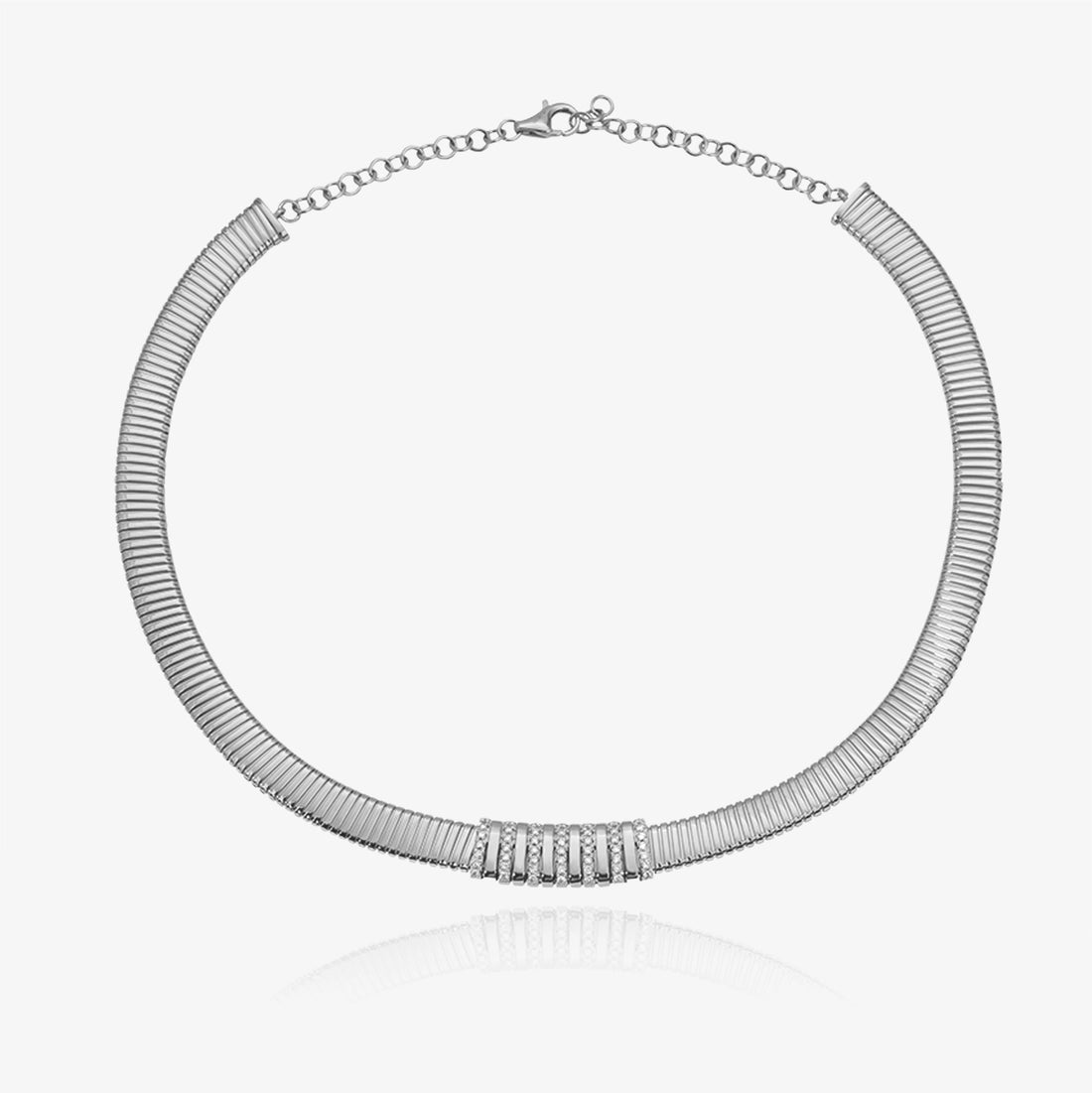 Seven Stripes Pave Diamond Gold Necklace