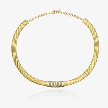 Seven Stripes Pave Diamond Gold Necklace