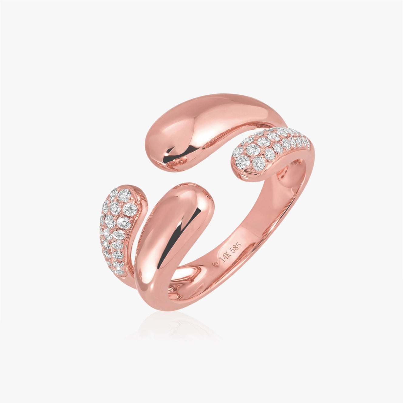 Open Diamond and Gold Dome Ring