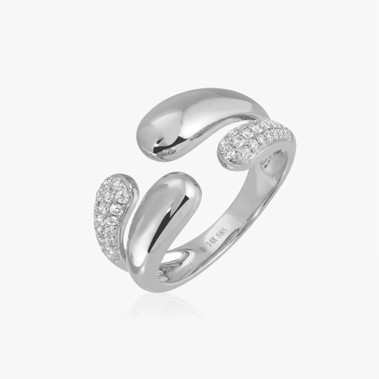 Open Diamond and Gold Dome Ring