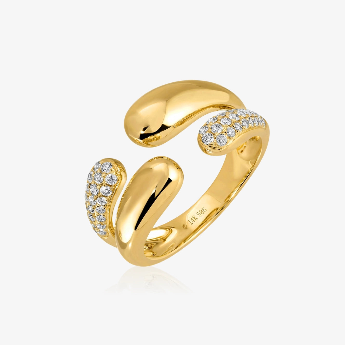 Open Diamond and Gold Dome Ring