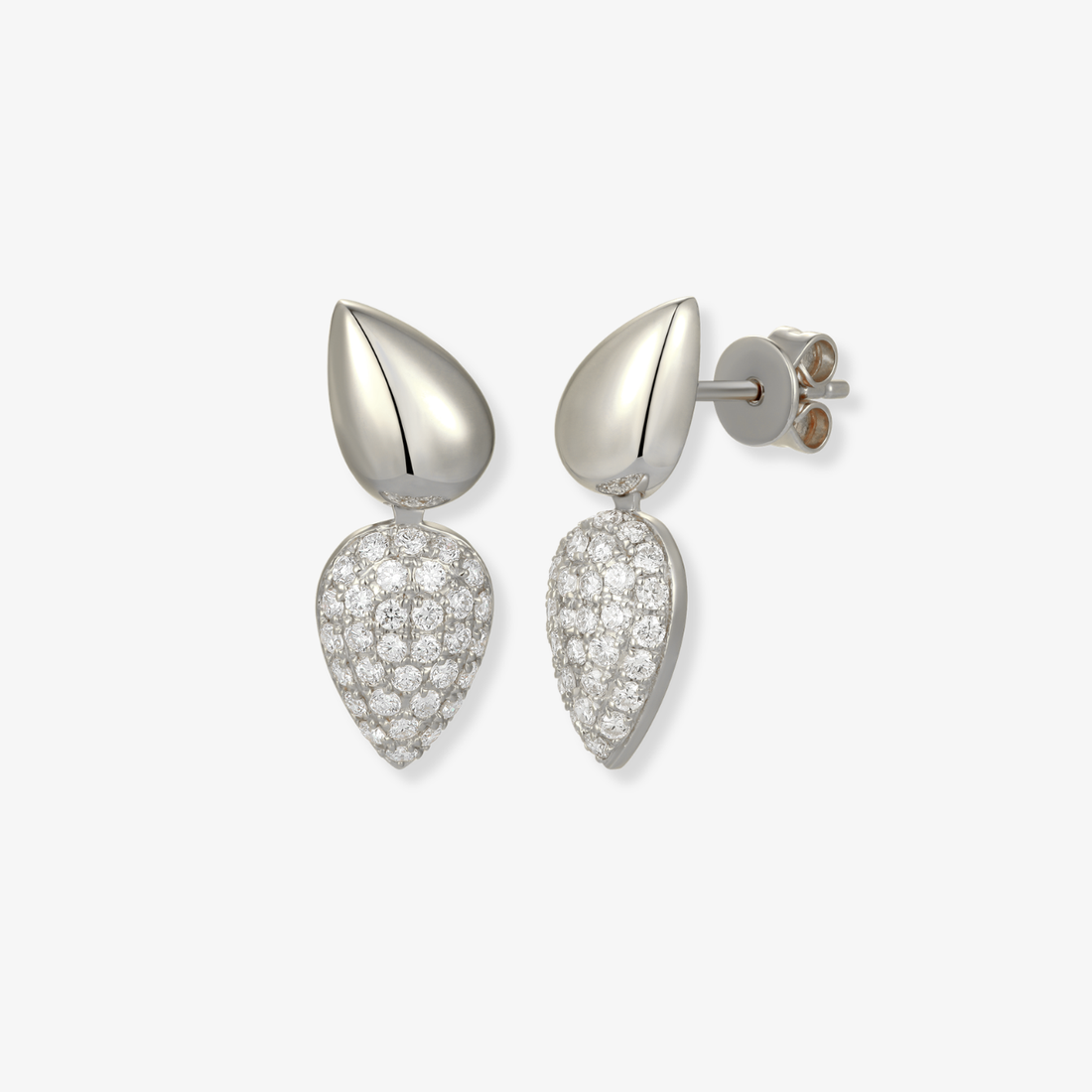 Diamond and Gold Pear Earrings