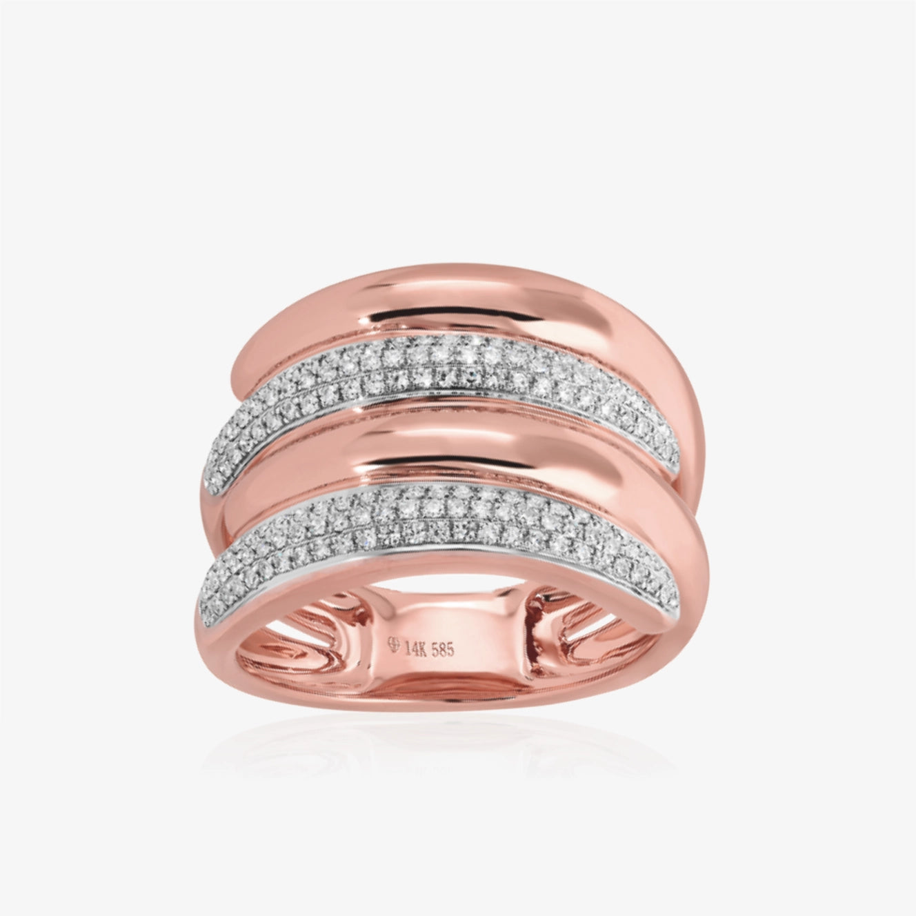 Alternated Gold & Diamond Statement Ring