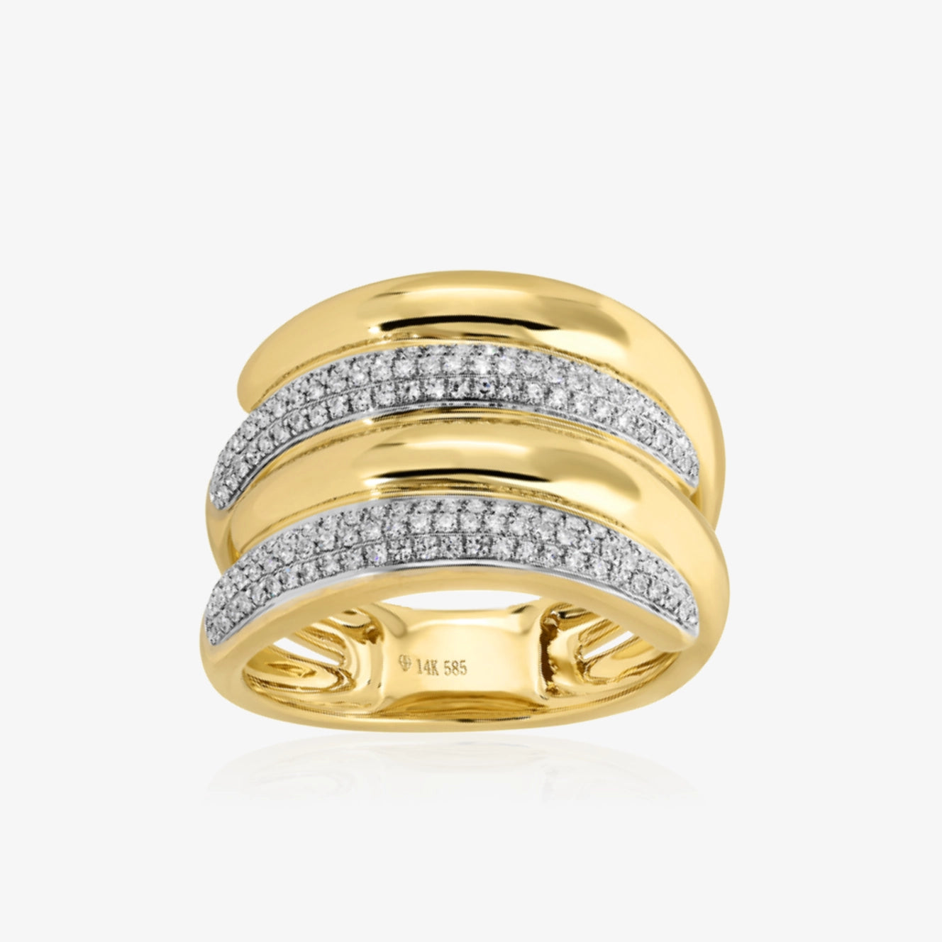 Alternated Gold & Diamond Statement Ring