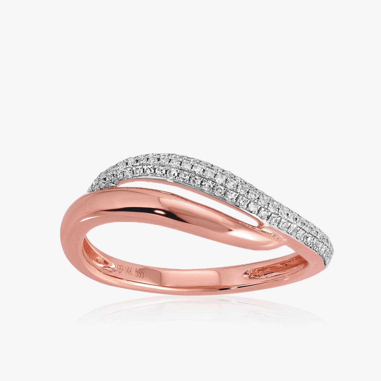 Thin Diamond and Gold Wavy Ring