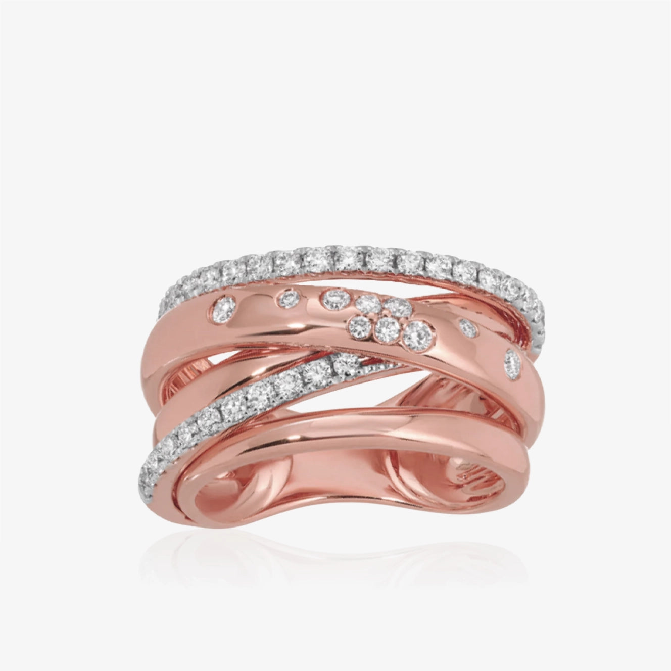 Scattered Diamond Gold Interwined Ring