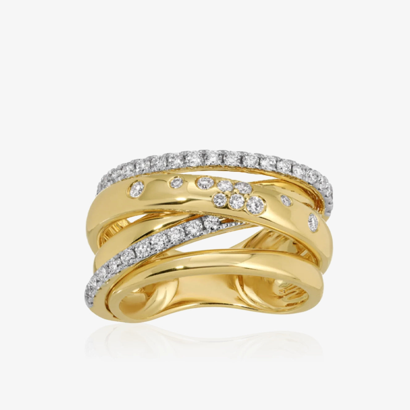 Scattered Diamond Gold Interwined Ring