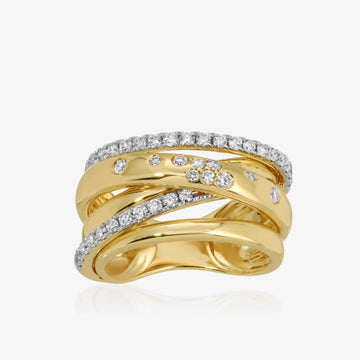 Scattered Diamond Gold Interwined Ring