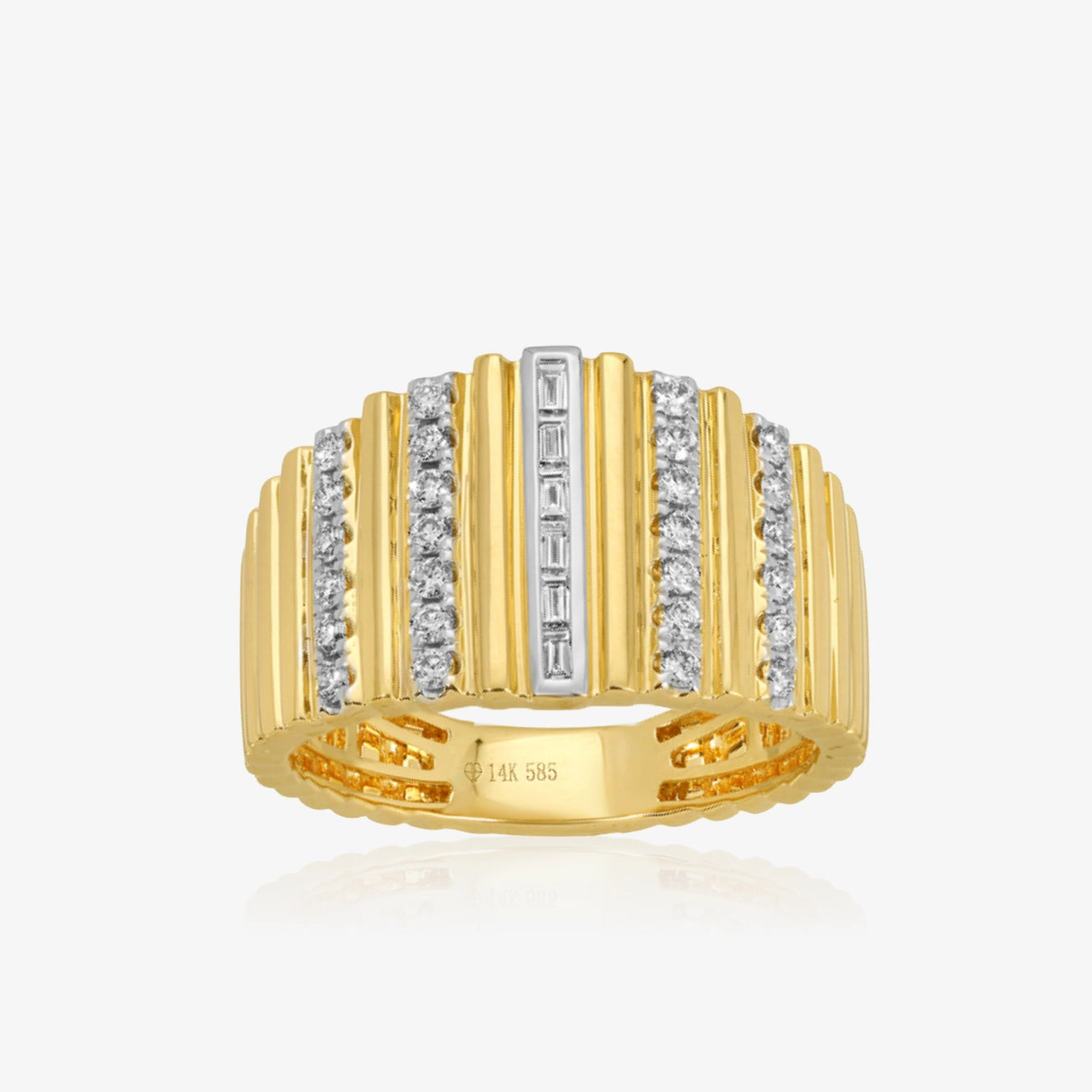 Anillo de rayas con cinco filas de diamantes