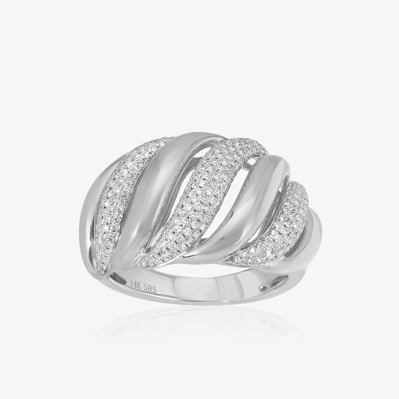 Anillo grueso alternado de diamantes y oro