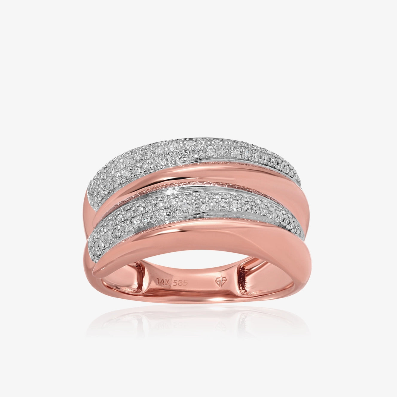 Chunky Double Row Diamond and Gold Ring