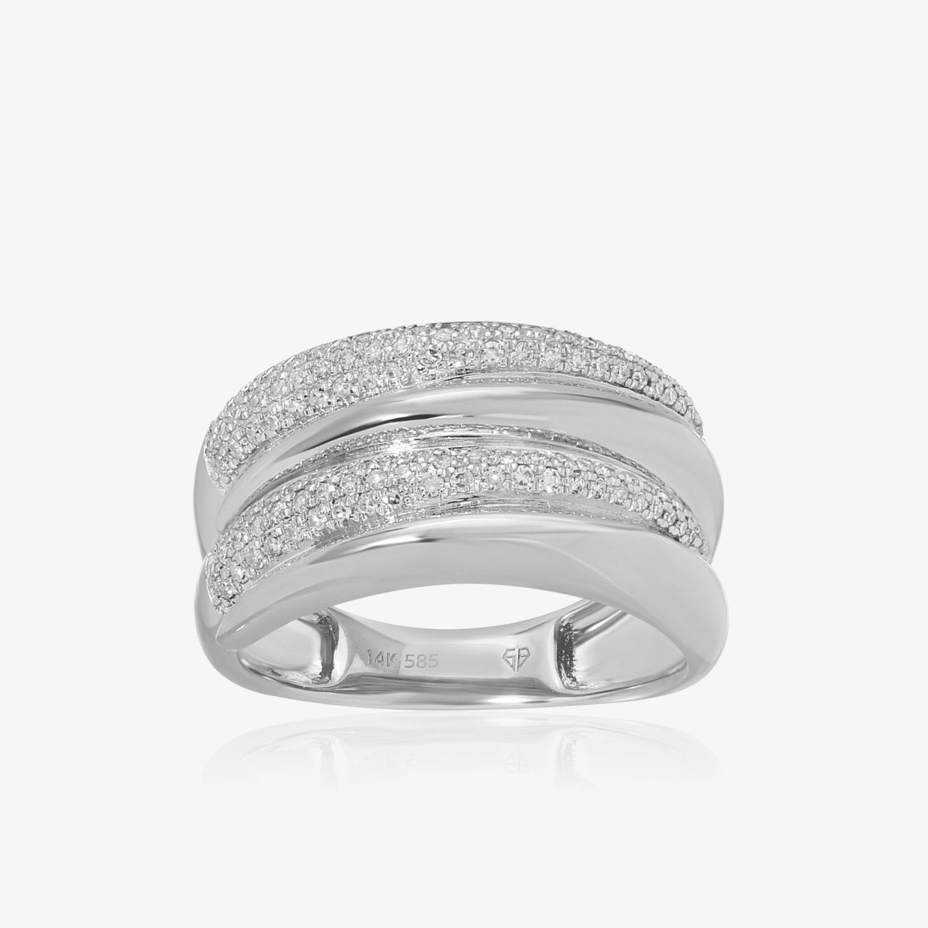 Chunky Double Row Diamond and Gold Ring