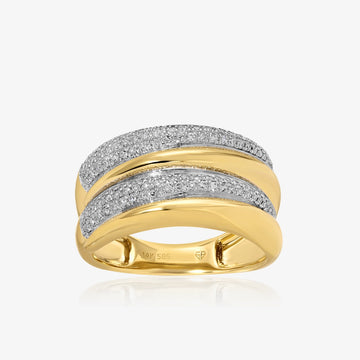 Chunky Double Row Diamond and Gold Ring