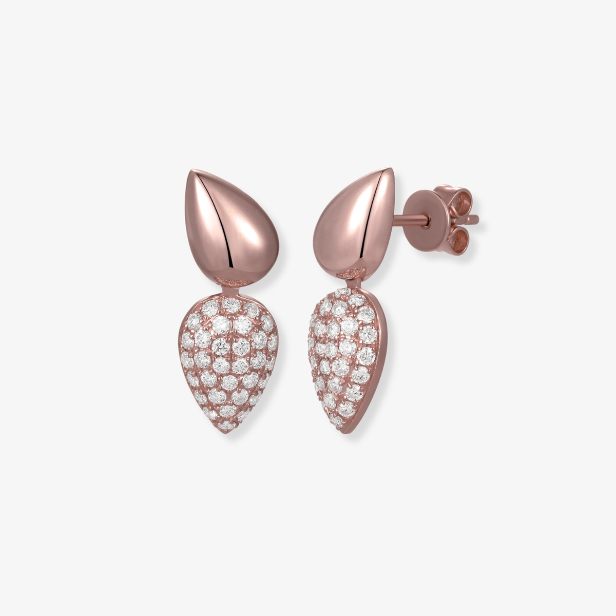Diamond and Gold Pear Earrings