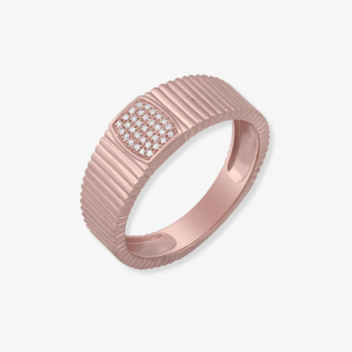 5 Row Striped Gold Dome Diamond Ring