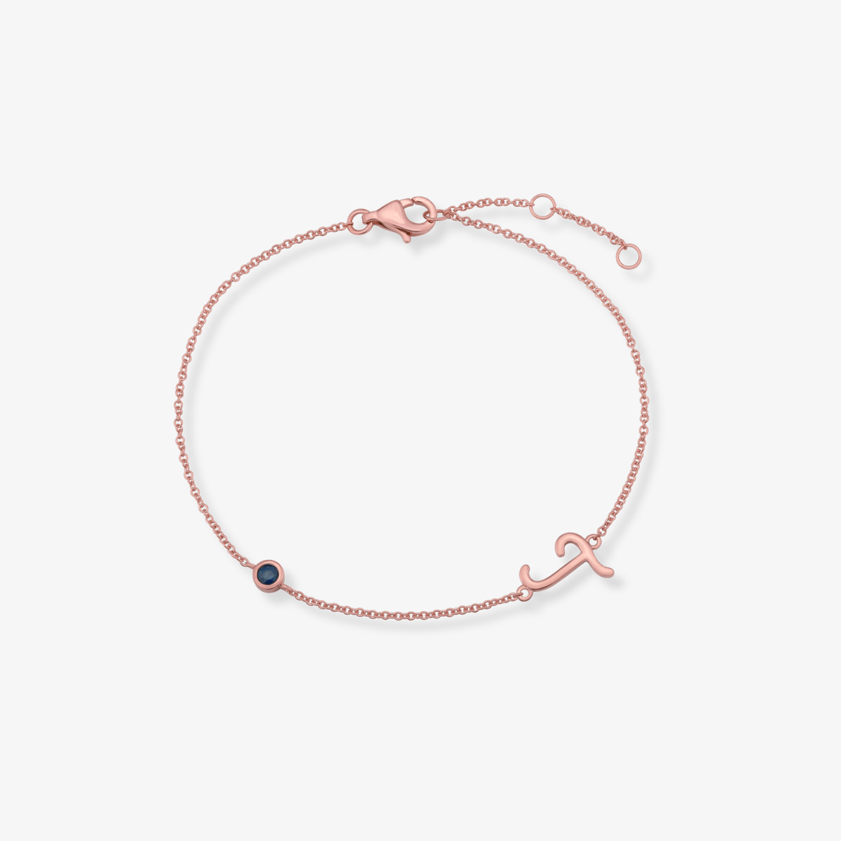 Gemstone Bezel Initial Bracelet