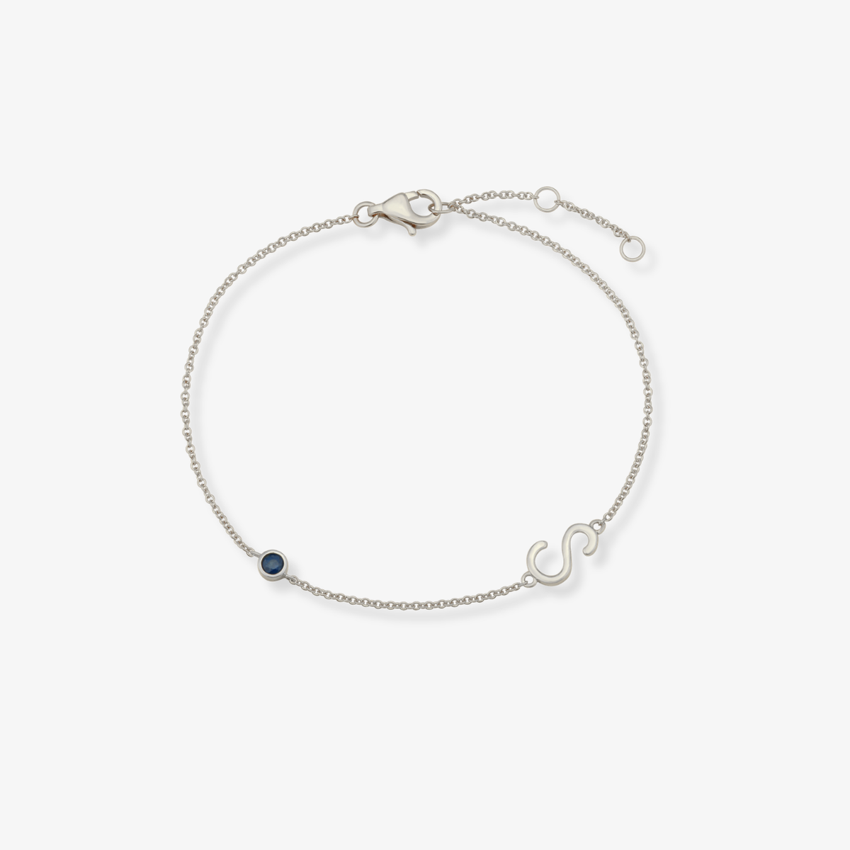 Gemstone Bezel Initial Bracelet