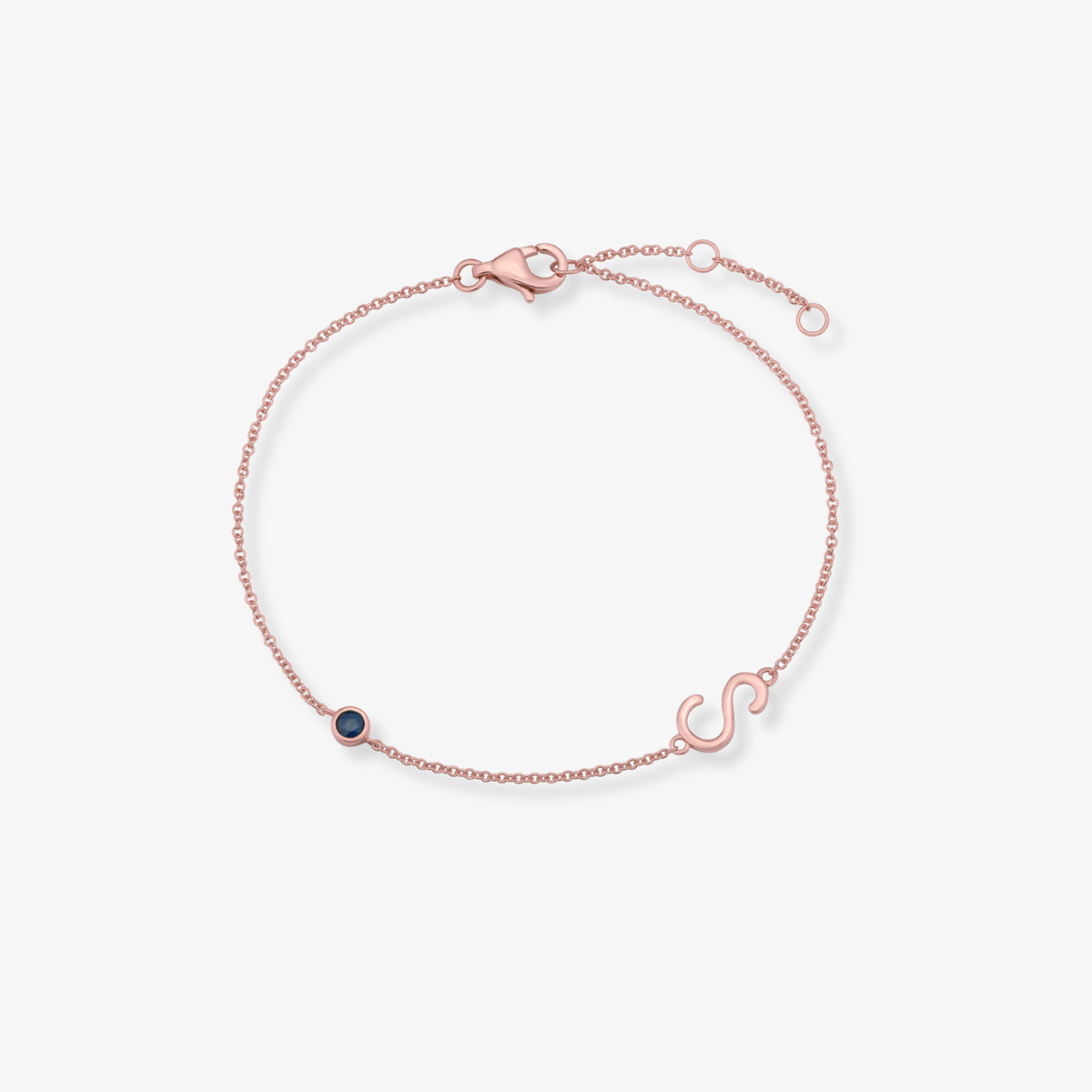 Gemstone Bezel Initial Bracelet
