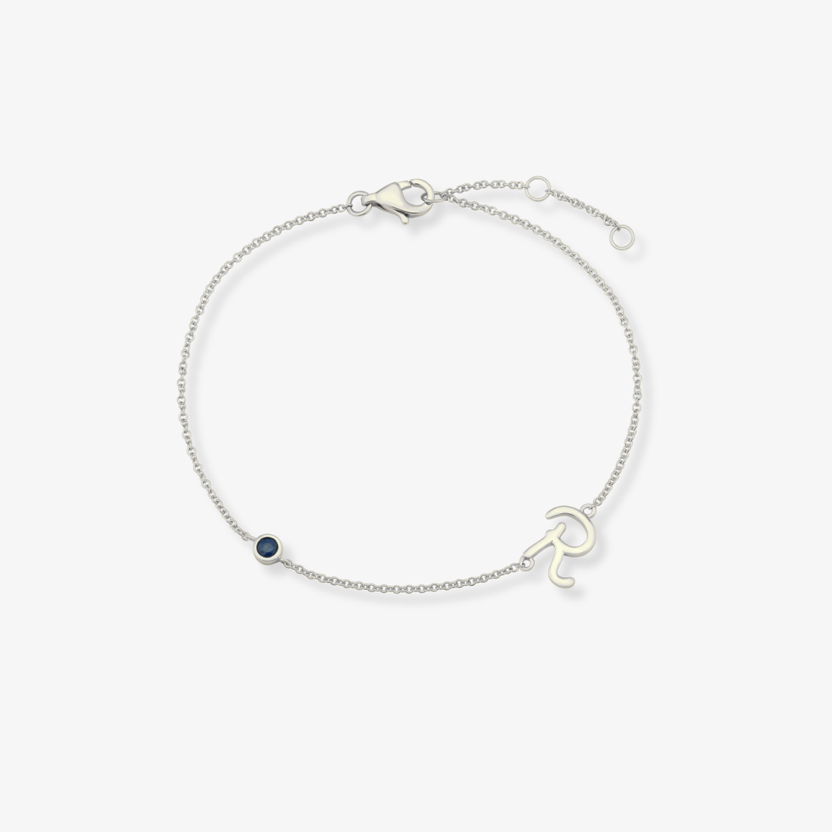 Gemstone Bezel Initial Bracelet