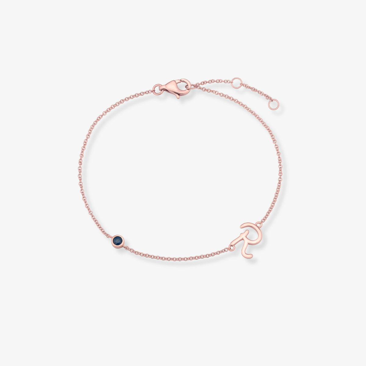 Gemstone Bezel Initial Bracelet