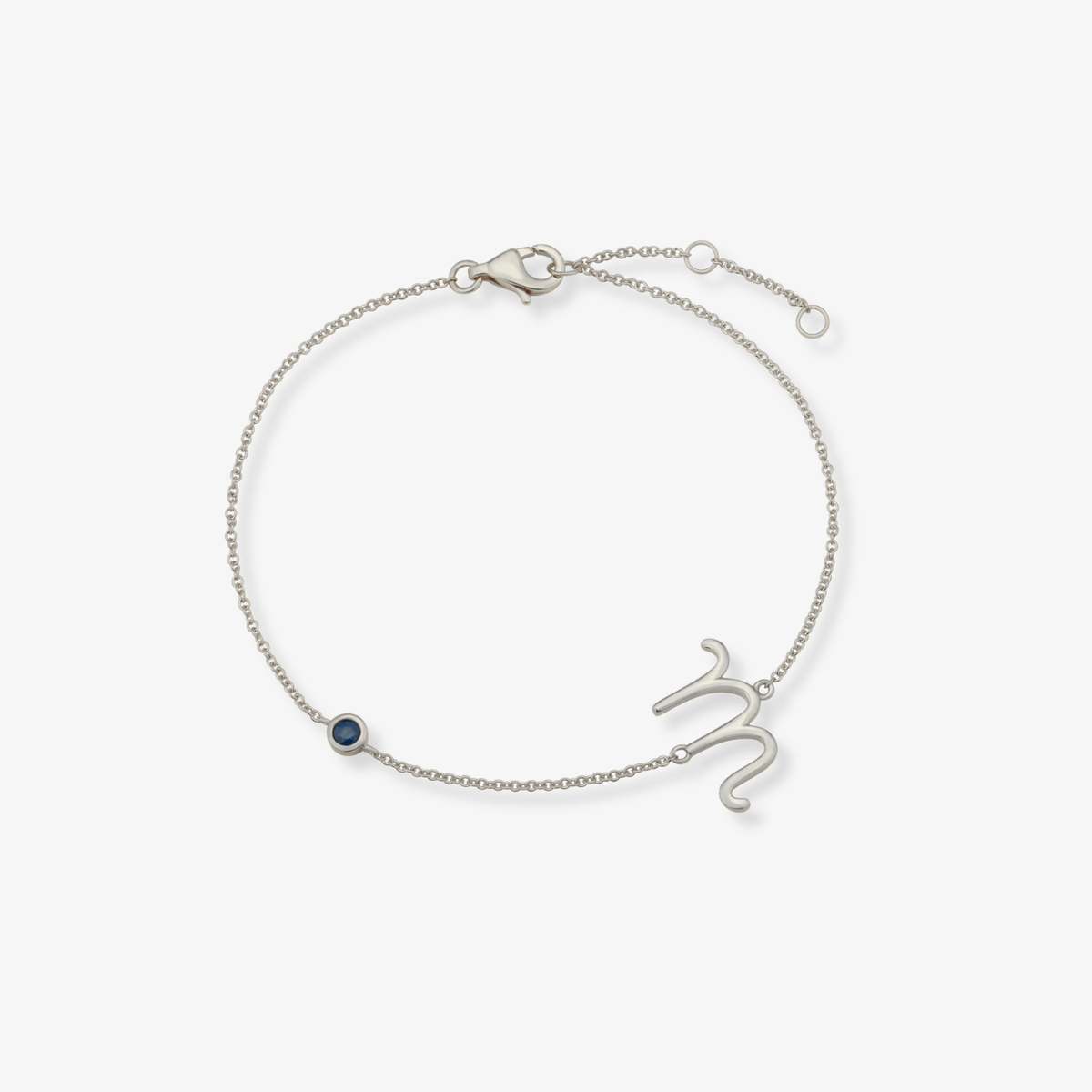 Gemstone Bezel Initial Bracelet