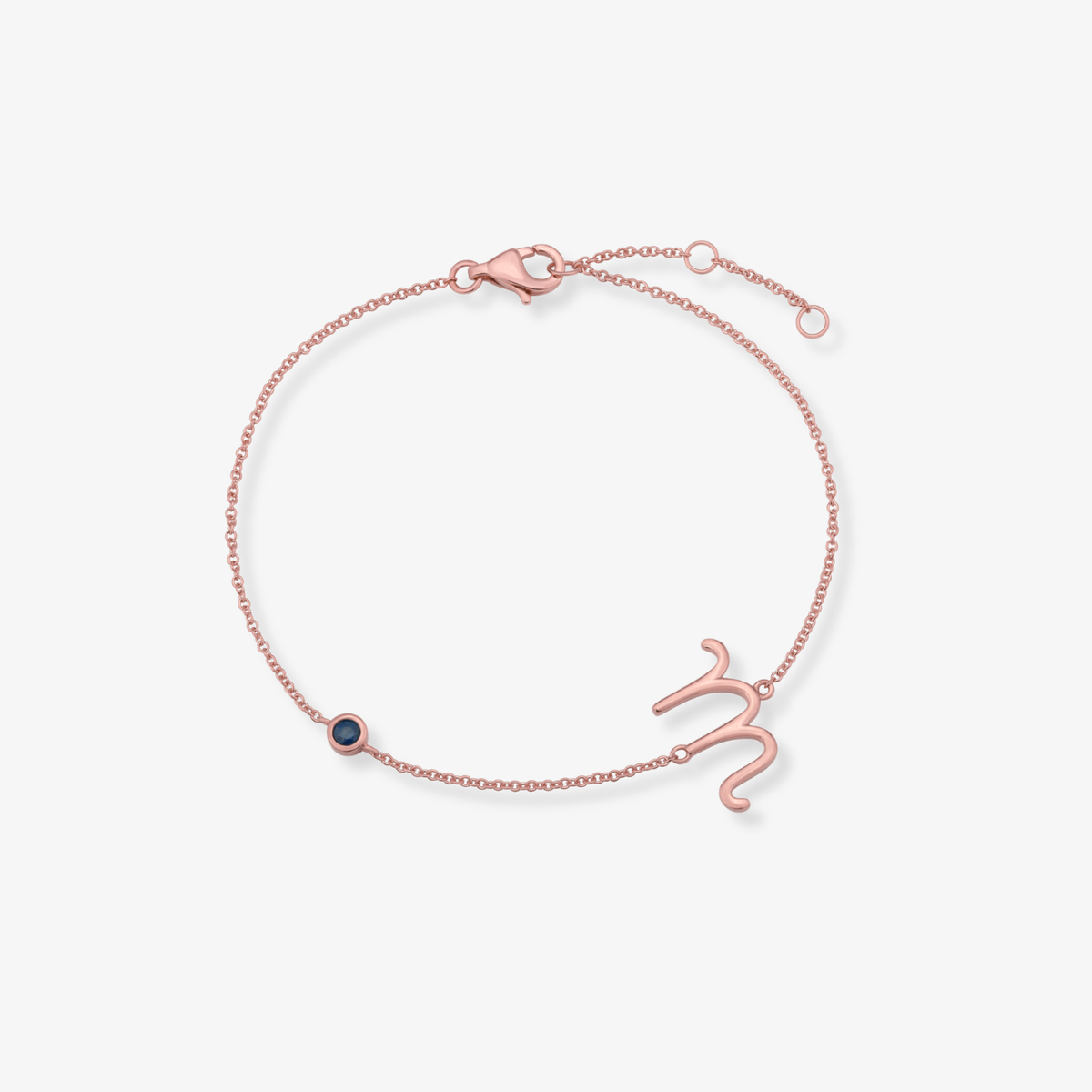 Gemstone Bezel Initial Bracelet