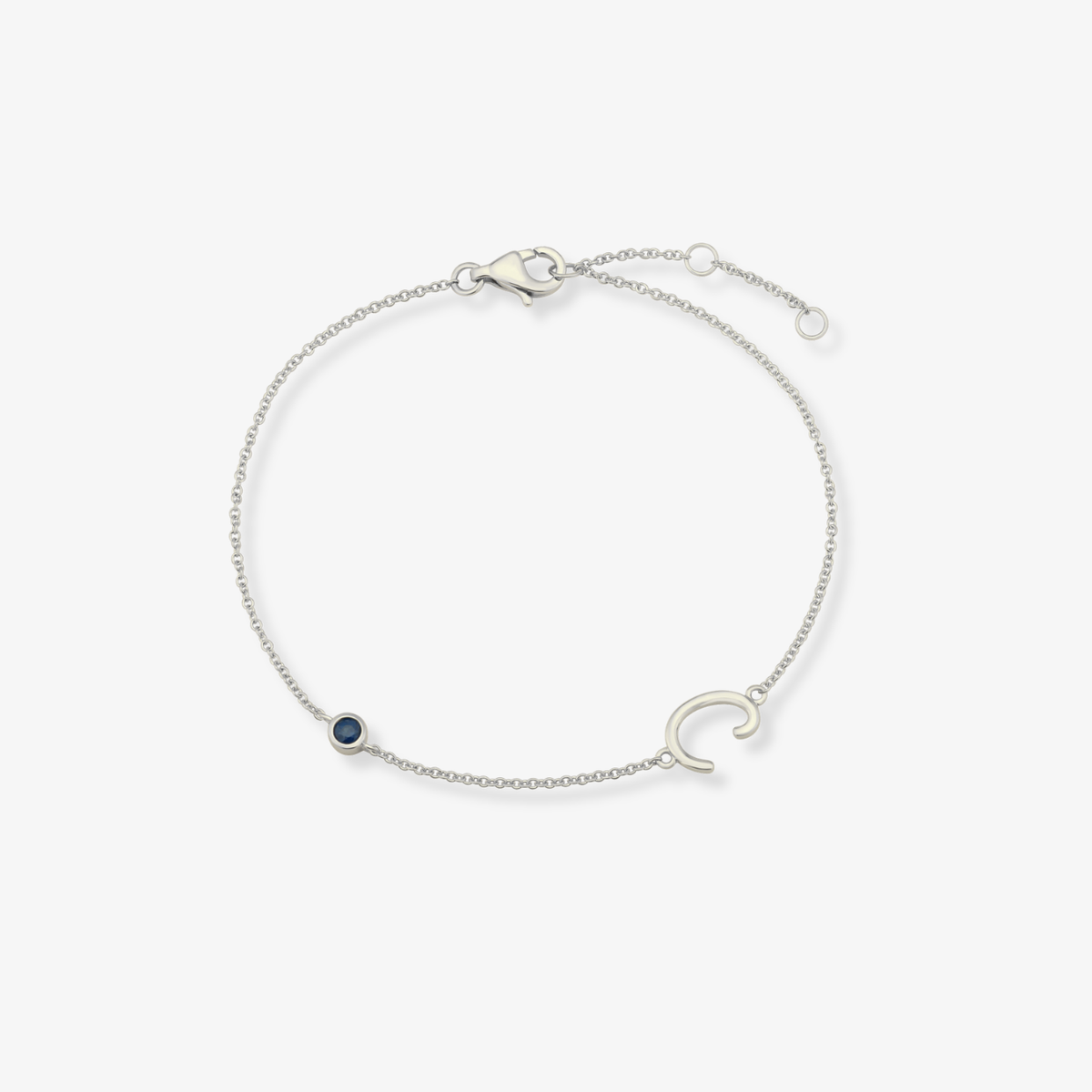 Gemstone Bezel Initial Bracelet