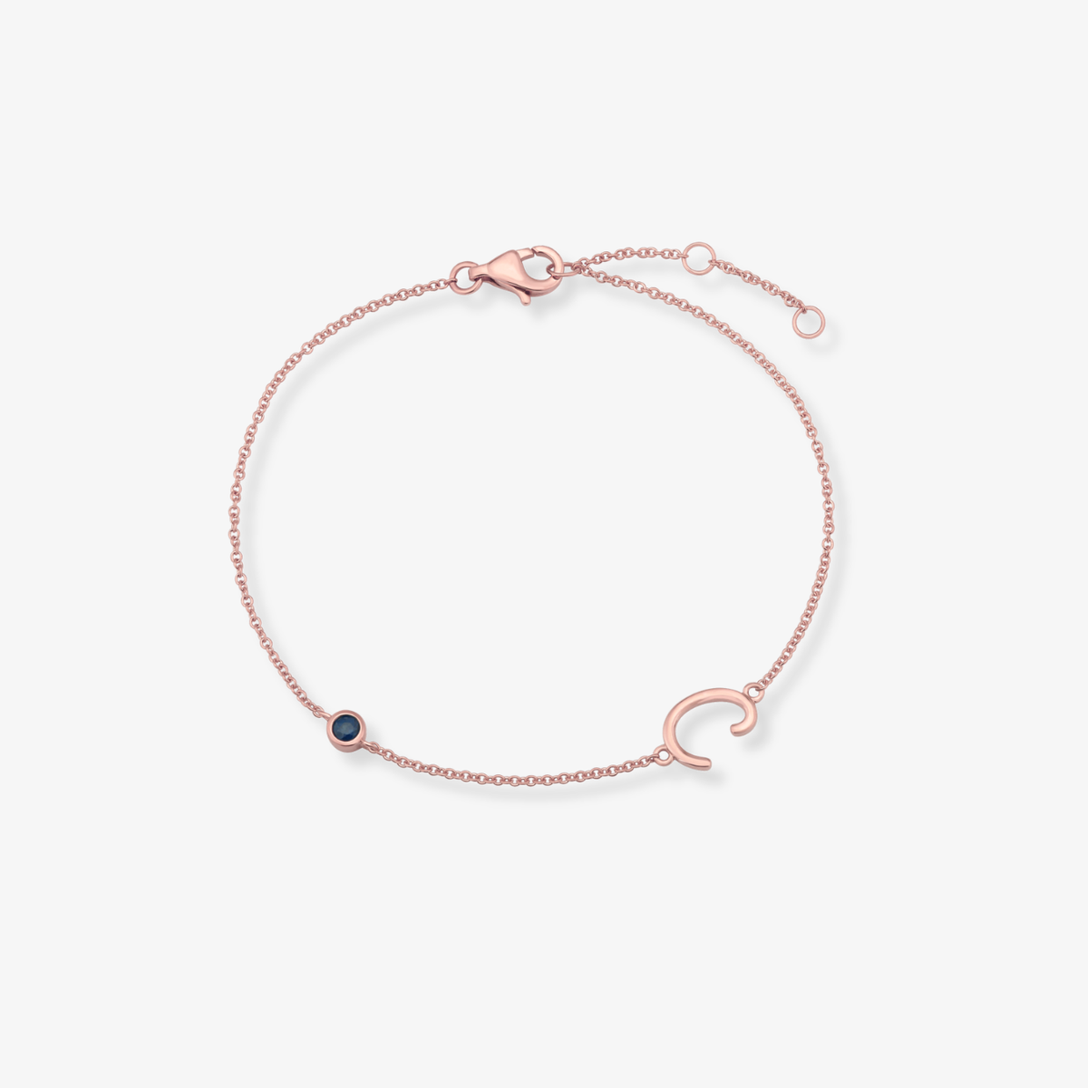 Gemstone Bezel Initial Bracelet