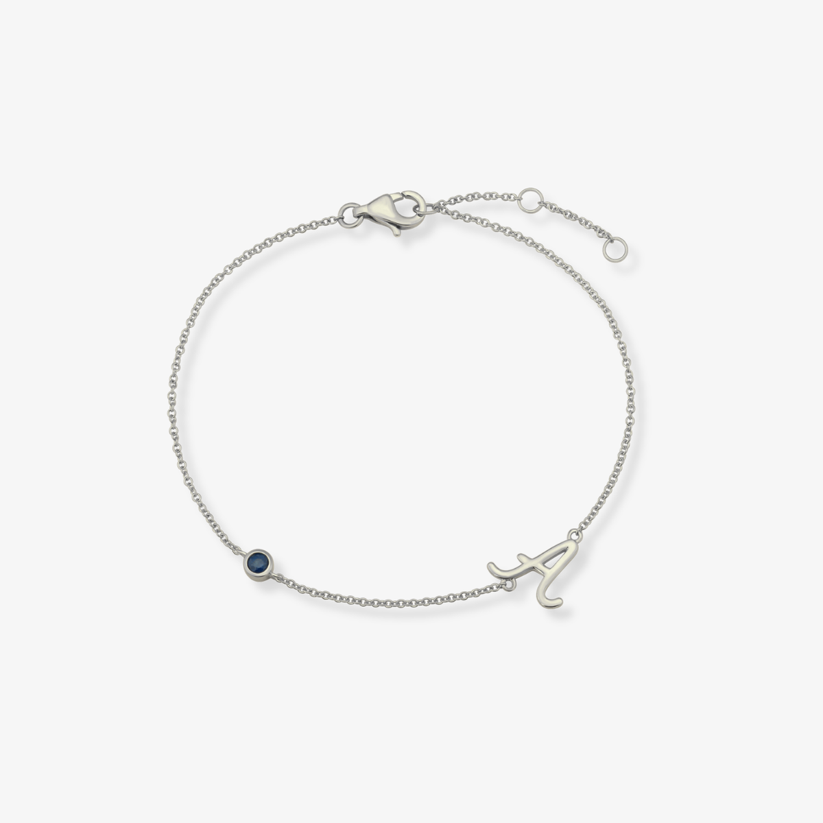 Gemstone Bezel Initial Bracelet