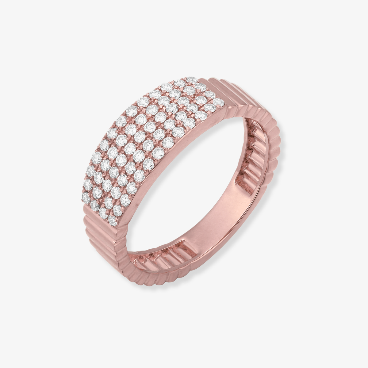 13 Row Striped Gold with Big Diamond Bar Pave Ring