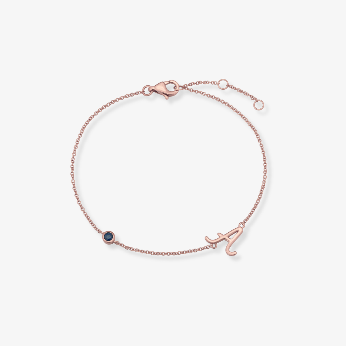 Gemstone Bezel Initial Bracelet