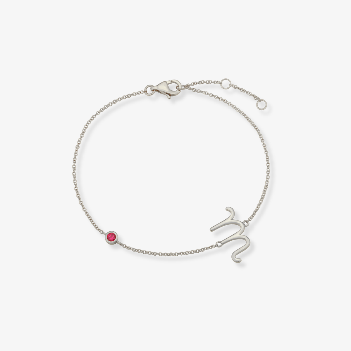 Gemstone Bezel Initial Bracelet