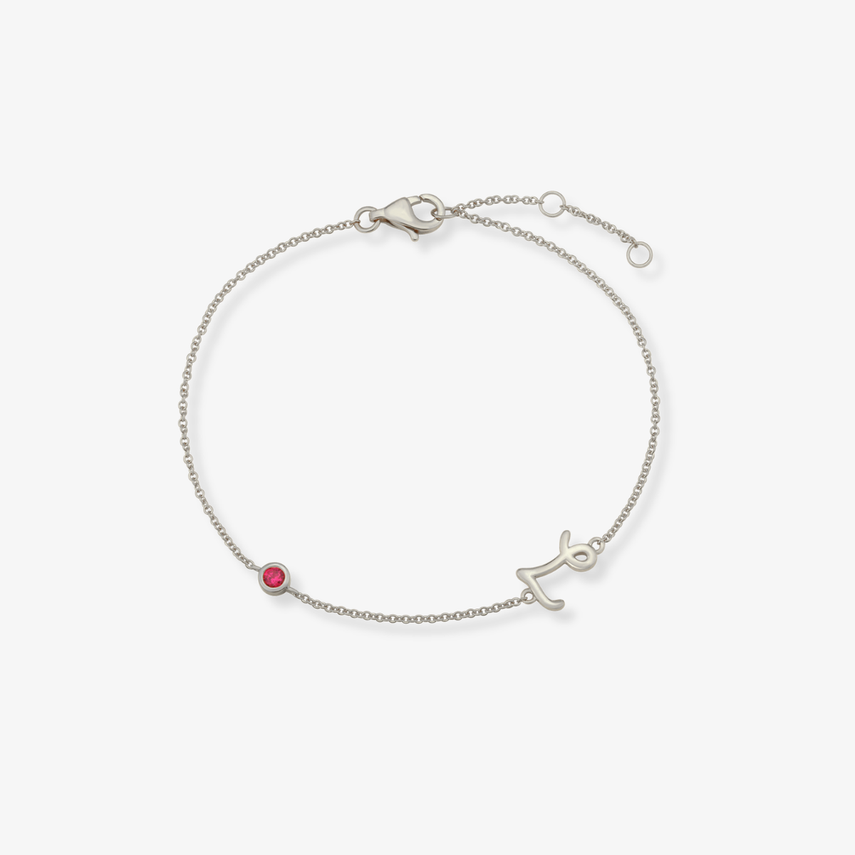 Gemstone Bezel Initial Bracelet