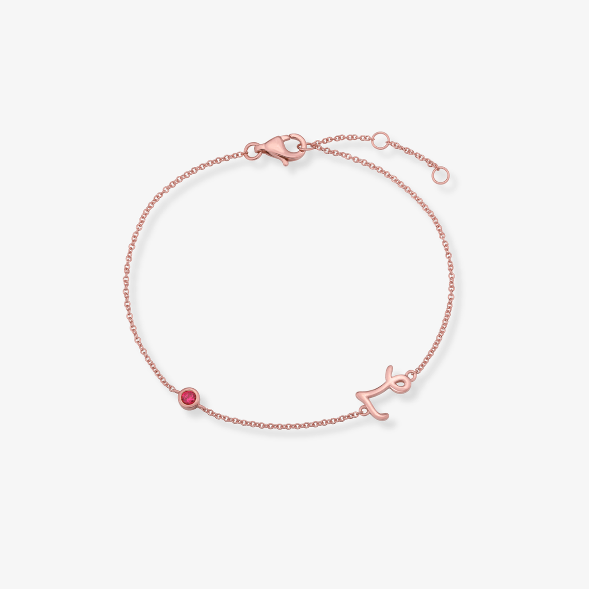 Gemstone Bezel Initial Bracelet