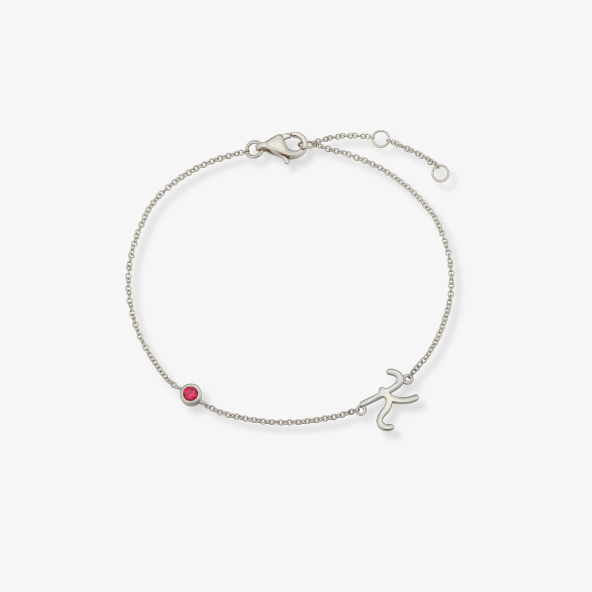 Gemstone Bezel Initial Bracelet