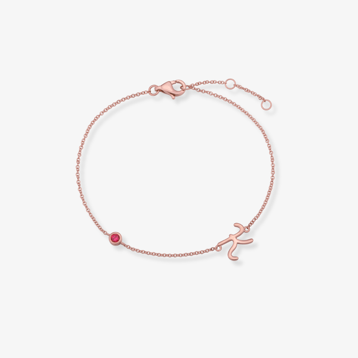 Gemstone Bezel Initial Bracelet