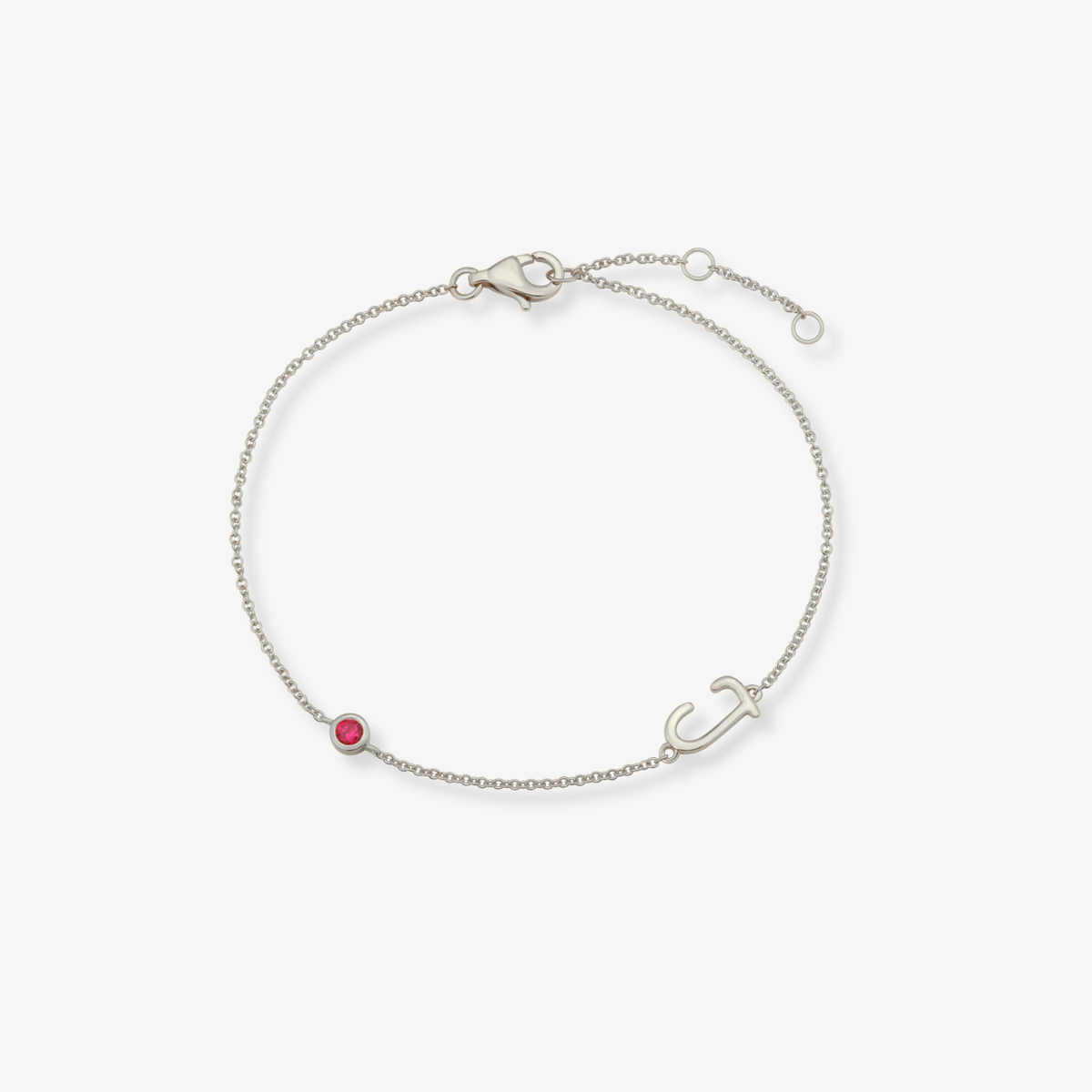 Gemstone Bezel Initial Bracelet