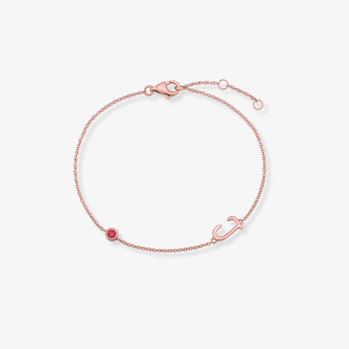 Gemstone Bezel Initial Bracelet