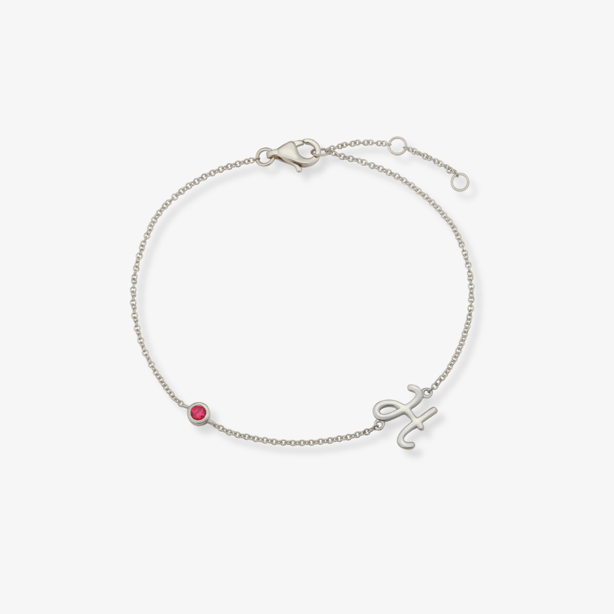 Gemstone Bezel Initial Bracelet